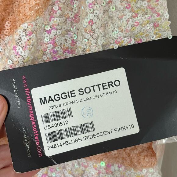 Flirt by Maggie Sottero Blush Pink Iridescent Sequin Prom Dress - Size 10 - Picture 4 of 6